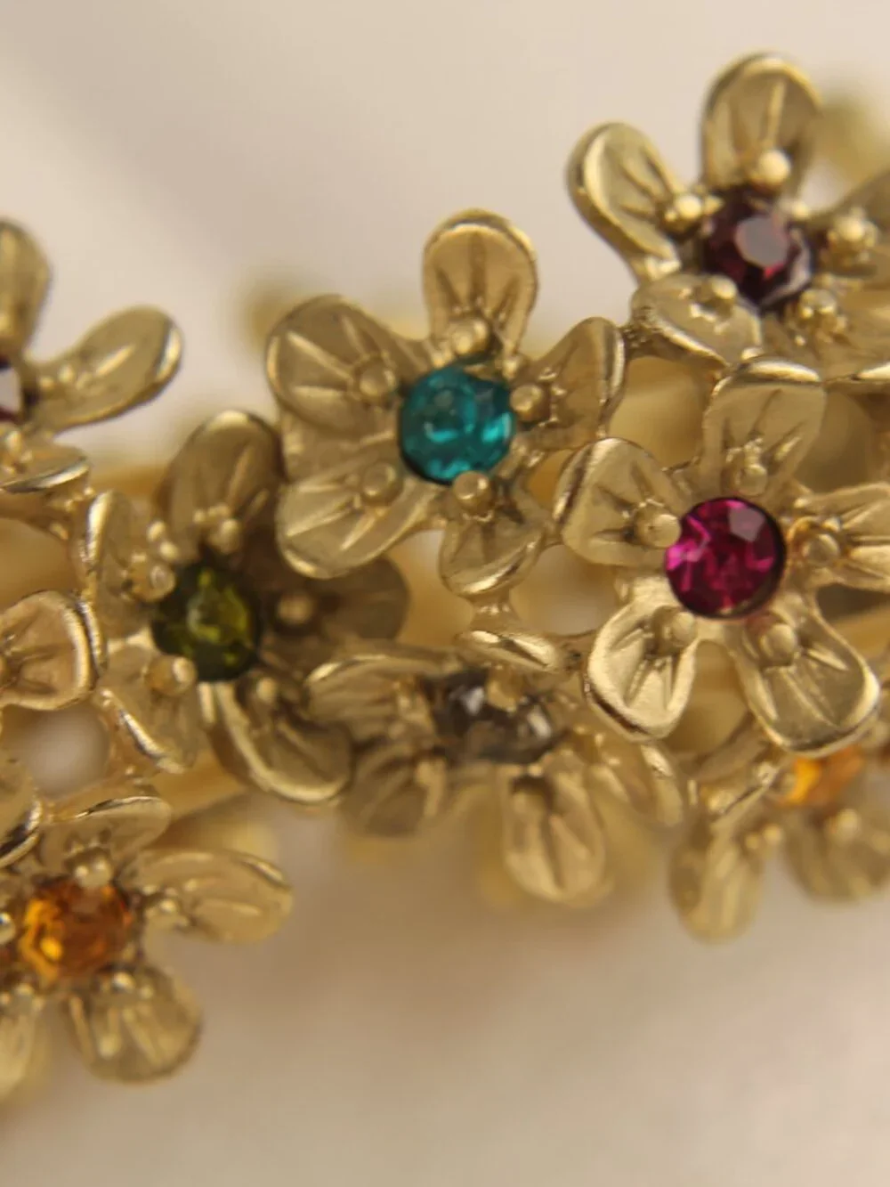 Boho Garden Botanical Multi-Color Crystal Flower Cluster Stretch Bracelet